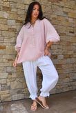 Mimi Pillow Cotton Batwing Blouse Rose 